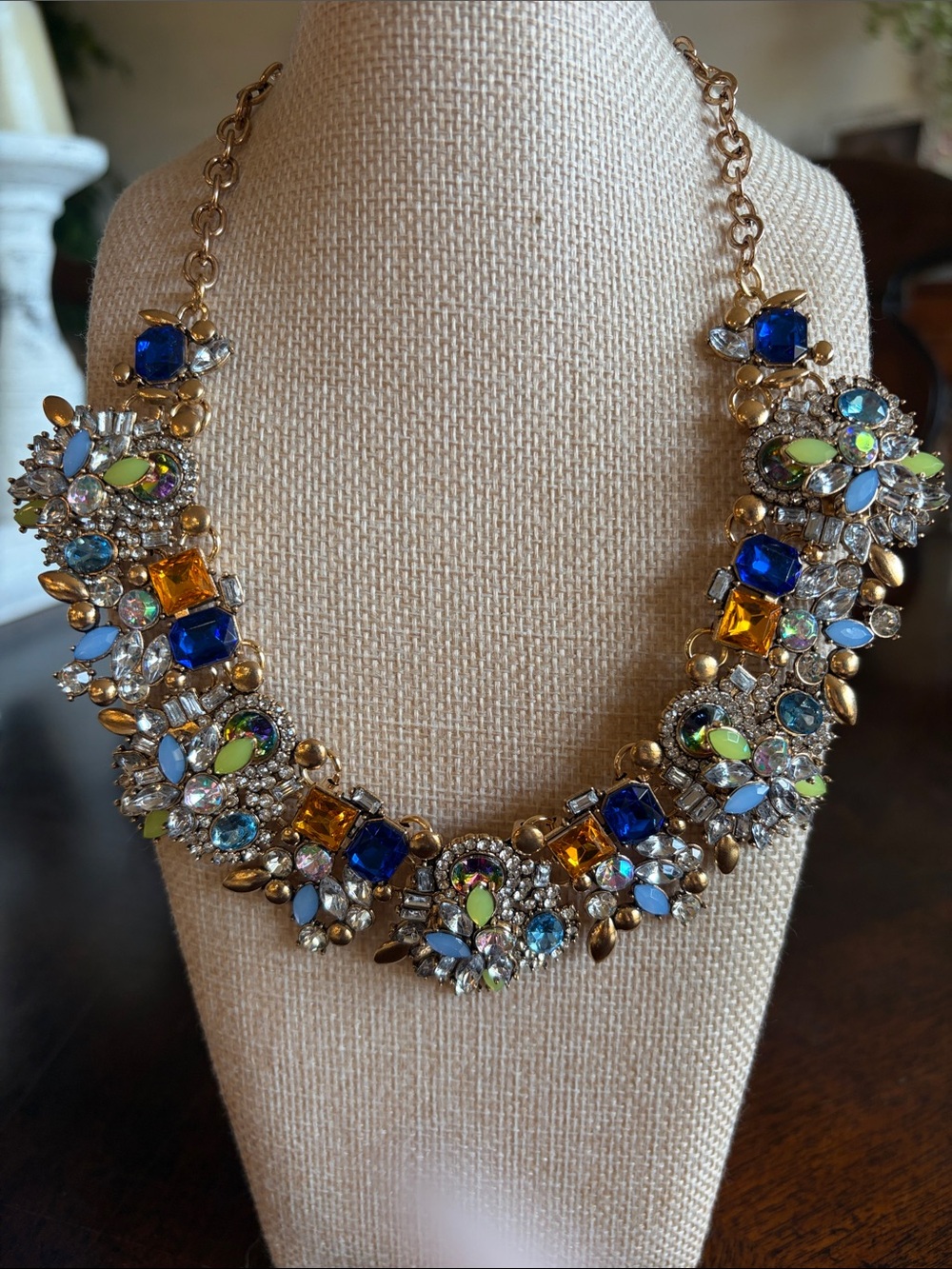 Gold Tone Multicolor Crystal Statement Necklace - Women Jewelry